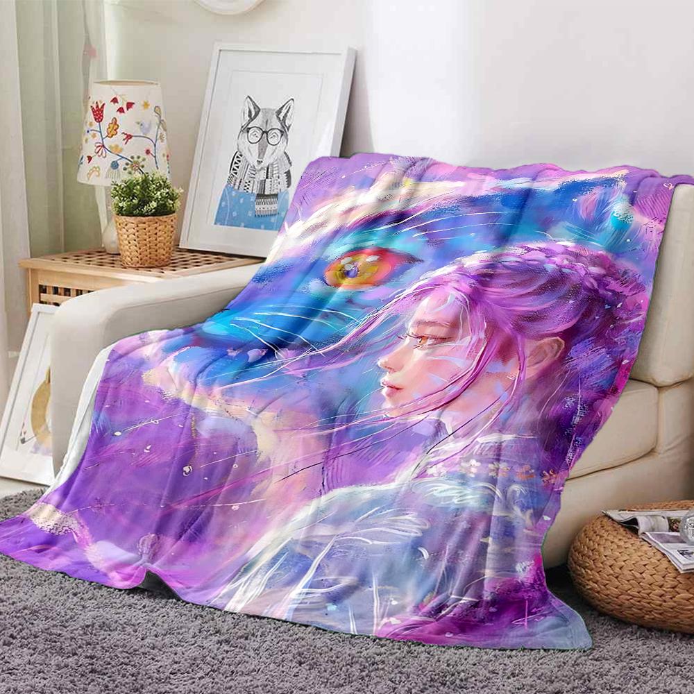1Pc Fantasy Tiger Girl Blanket For Couch Bed Plush Cozy Fuzzy Blanket Super Soft Warm Blankets For Fall And Winter 0918191