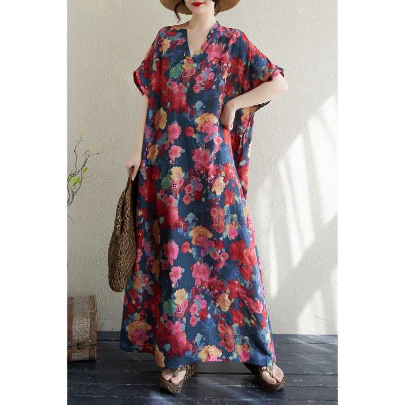 

Женская тонкая хлопково-льняная свободная пляжная юбка, ретро длинная роба One size