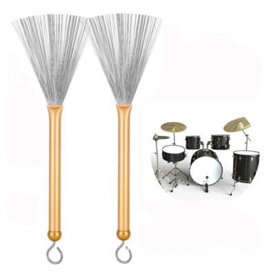 New 32cm Jazz Drum Brush Retractable Metal Handle Drum Stick Brush Portable Drumstick Metal Wire Brush Musical Accessory