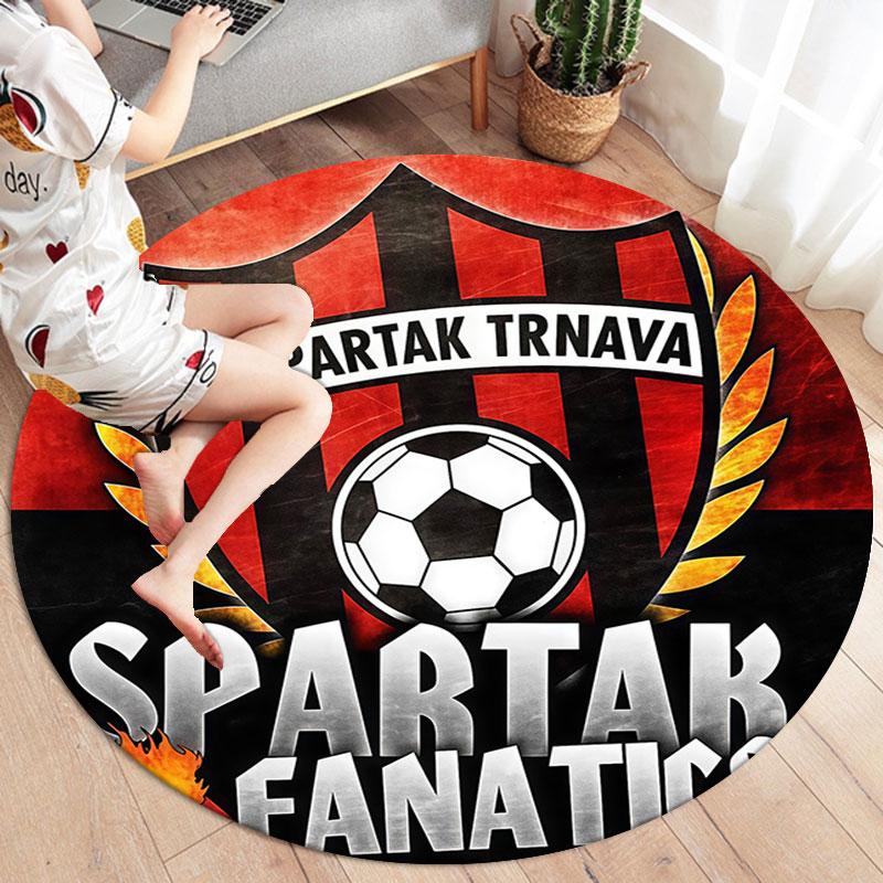 FC Spartak Trnava Round Area Rug,Carpet Rug for Living Room Bedroom Sofa Playroom Decor,Non-slip Floor Mat