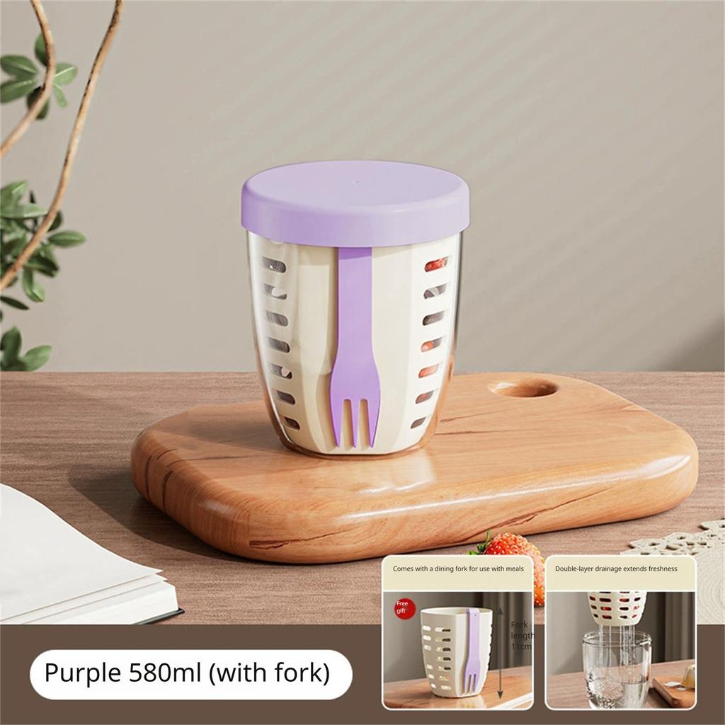 Large-capacity Draining Cups High-color Sealing Fruit Cups Portable Storage Water Cups Plastic Cups