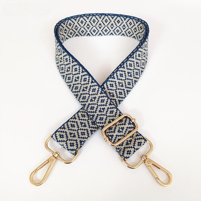 New Thickened Canvas Webbing Colored Jacquard Rhombus Adjustable Shoulder Crossbody Long Strap Women's Bag Accessories Broadband
