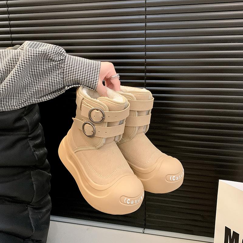 

Thick-soled snow boots women s 2025 new winter big-headed cotton boots piled and thickened warm snow cotton shoes 40 хакі