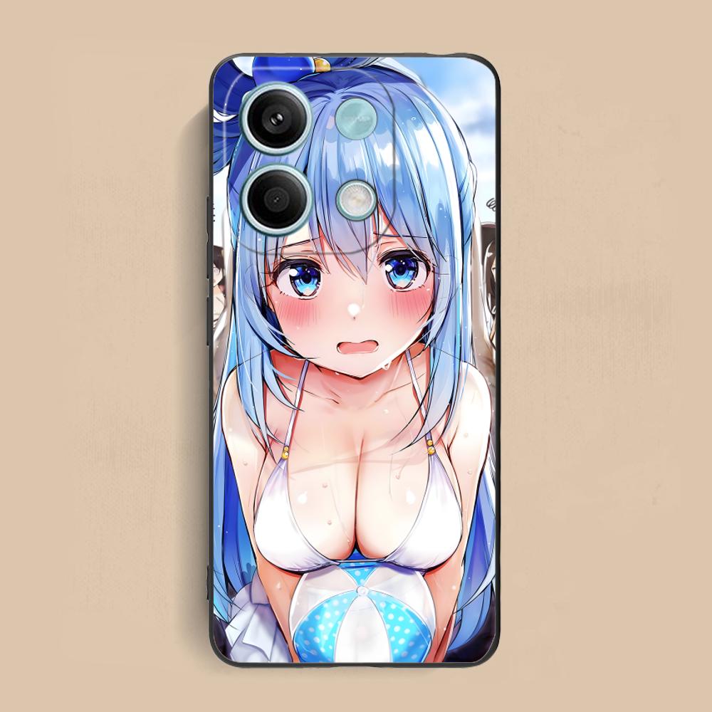 Konosuba Aqua Matte TPU Mobile Phone Case for Xiaomi Redmi 15 14 13 12 A5 3 2 1 C Plus 4G 5G Colorful Printing Cover