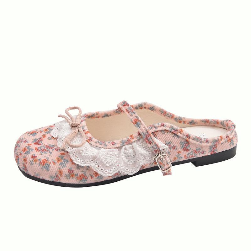 Vintage French Bow Baotou Slippers Women's Summer 2025 Shoes New Fairy Style Fashion Mary Jane Single Shoes