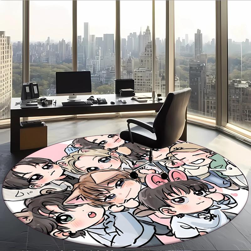 Skz (1) Round Office Rug Decorative Floor Rug for Office Bedroom Living Room and Home Space