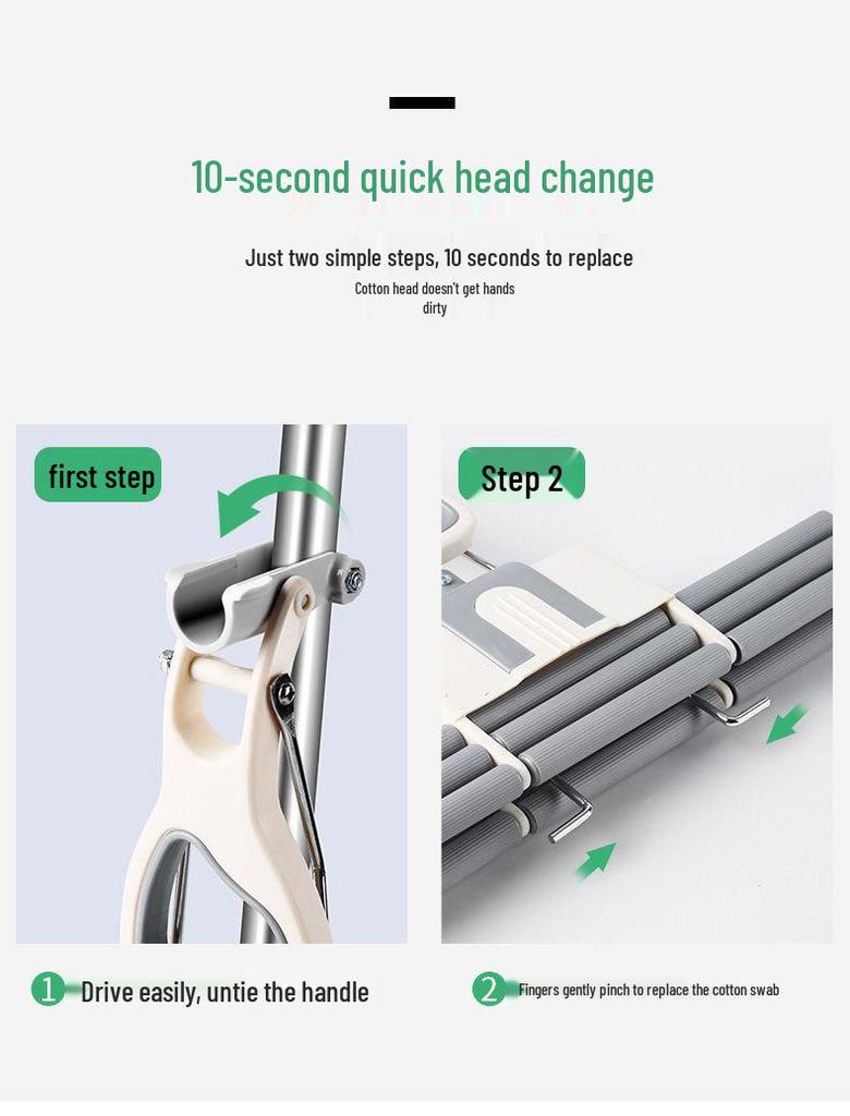 2025 Hands-Free Large Stainless Steel PVA Absorbing Floor Mop