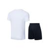 Li Ning Badminton Series Quick-Dry Cool V-Neck Short Sleeve T-Shirt Mid-Waist Straight Leg Shorts Basketball Set Unisex Sportswear White AATT021-4