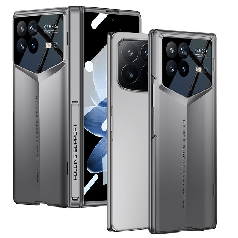 

Роскошный деловой чехол-книжка для Xiaomi Mix Fold 4, черный, серый, магнитная подставка, шарнир, внешнее стекло, полностью в комплекте, пластиковый противоударный защитный чехол For Xiaomi Mix Fold4 серый