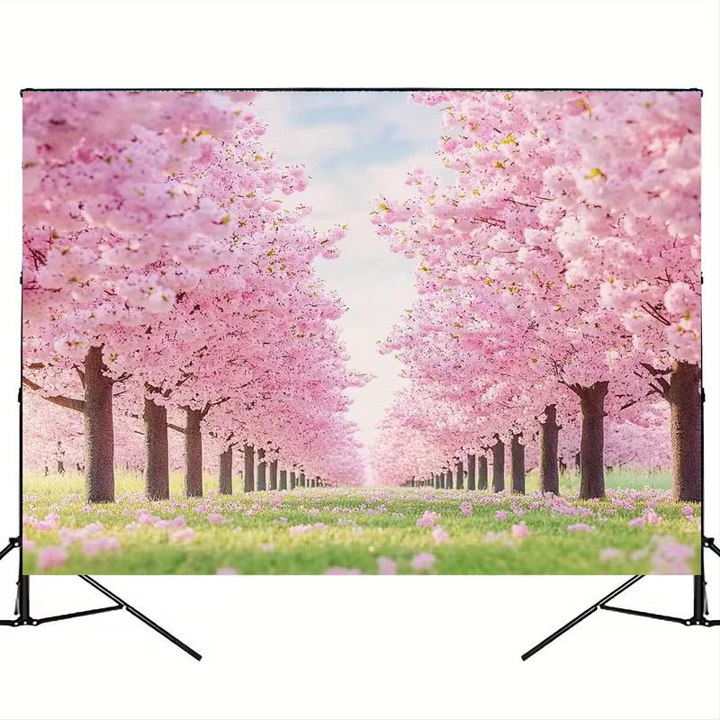 2D Cherry Blossom Tree Tunnel Backdrop Romantic Photo Background