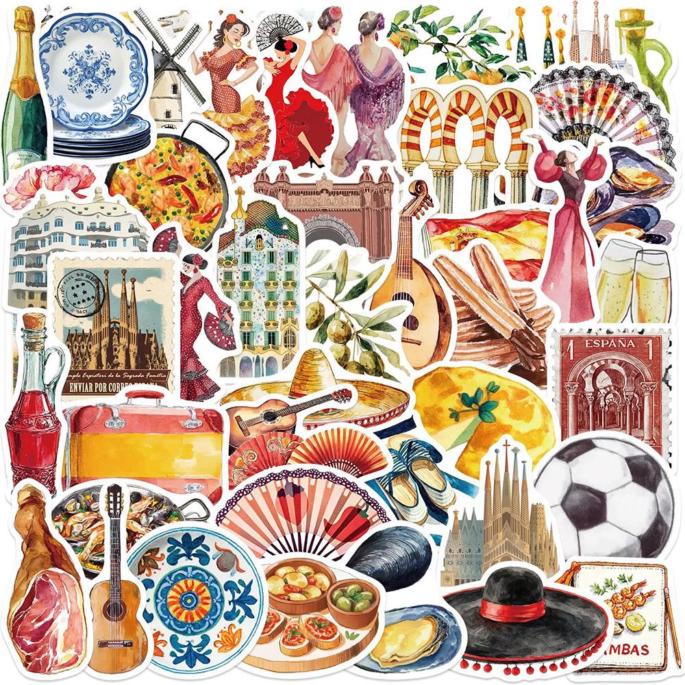 10/30/50pcs Spanish Aesthetics Cartoon Art Aesthetic Stickers Graffiti Laptop Scrapbooking Phone Waterproof Decals Toys