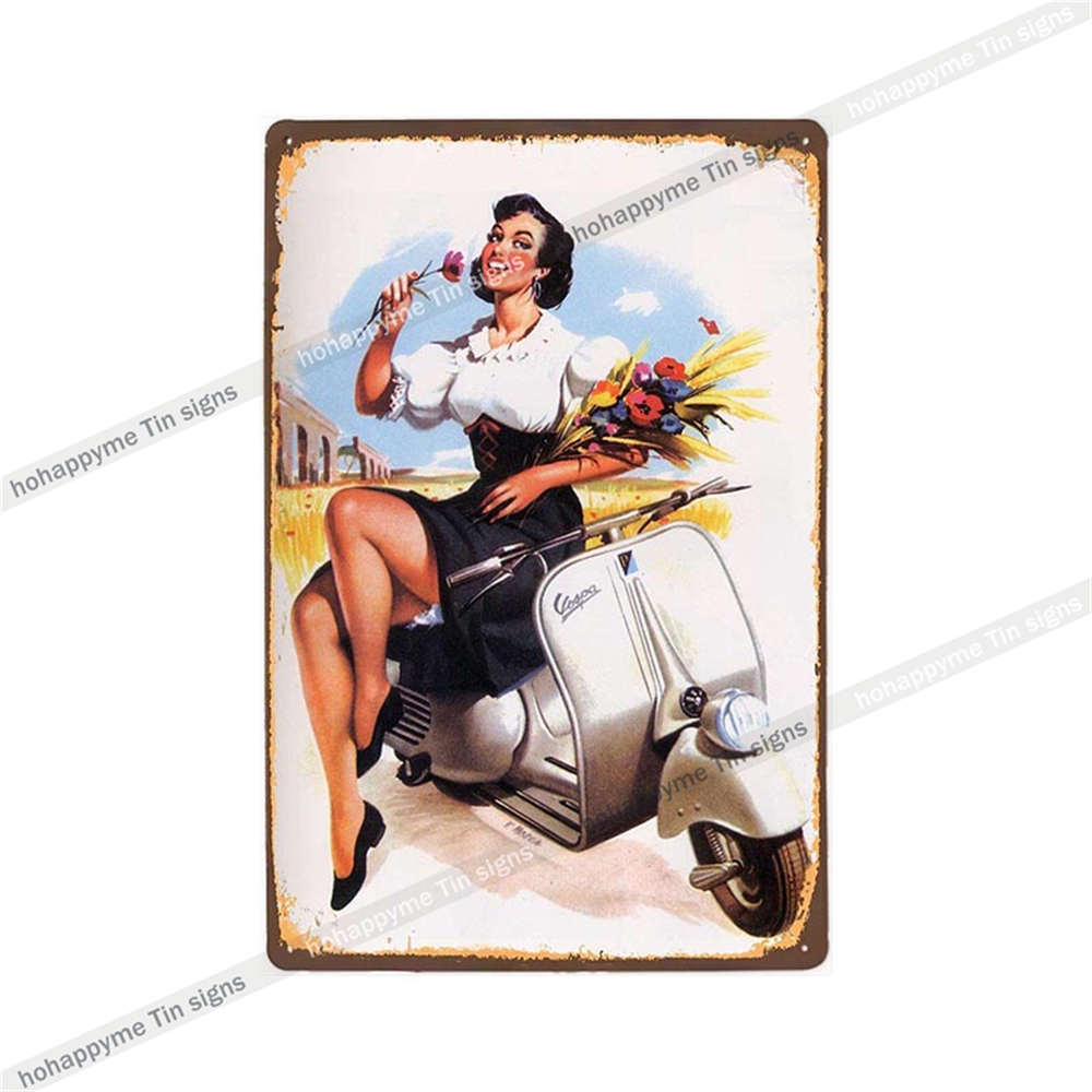 Lambretta Motor Vintage Metal Sign Plaque Decoration Motorcycle Garage Bar Wall Art Poster Plate Home Decor 20x30cm