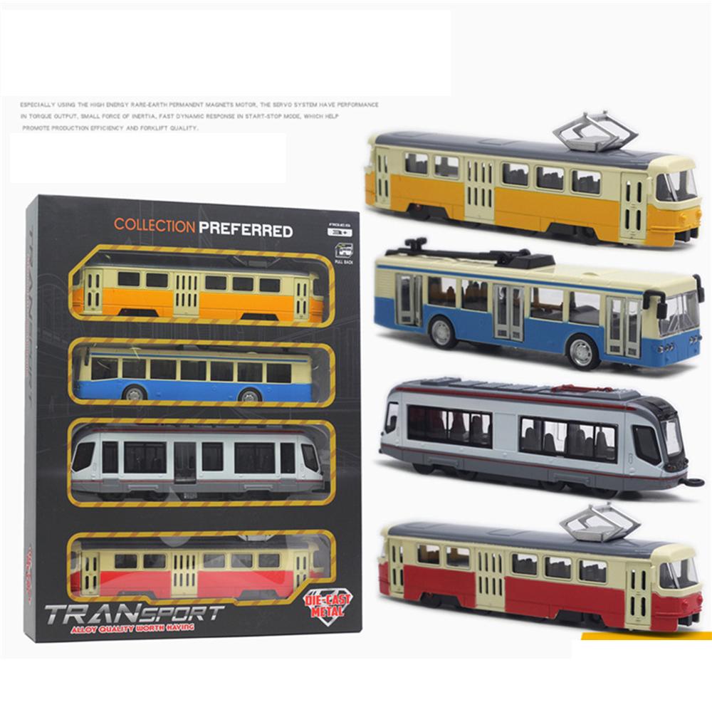 

4шт автомобильные игрушки, игрушки модели автобусного поезда, автомобильные игрушки, инерционная машина, открывание дверей, автобусные игрушки, обучающие игрушки, украшение рабочего стола для детей 4-6 лет Size:17-20cm,4Pcs