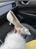 White Design Rhinestones Women Pumps Spring Fashion Pointed Toe Female Shallow High Heel Elegant Women's Work Dress Shoes