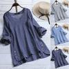 Women's Long Sleeve Plaid Check Shirt Tops V Neck Casual Asym Hem Blouse For Everyday Elegance