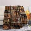 1Pc Cabin Wildlife Print Flannel Blanket, High Quality Comfortable for All Seasons, Home Decor, Warmth and Comfort, Perfect for Gifts