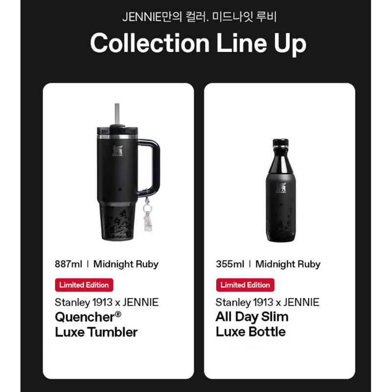 STANLEY 1913 x JENNIE Quencher Luxe Tumbler – Edelstahl Isolierbecher (Mitternachtsrubin, 887 ml), Koreanisch