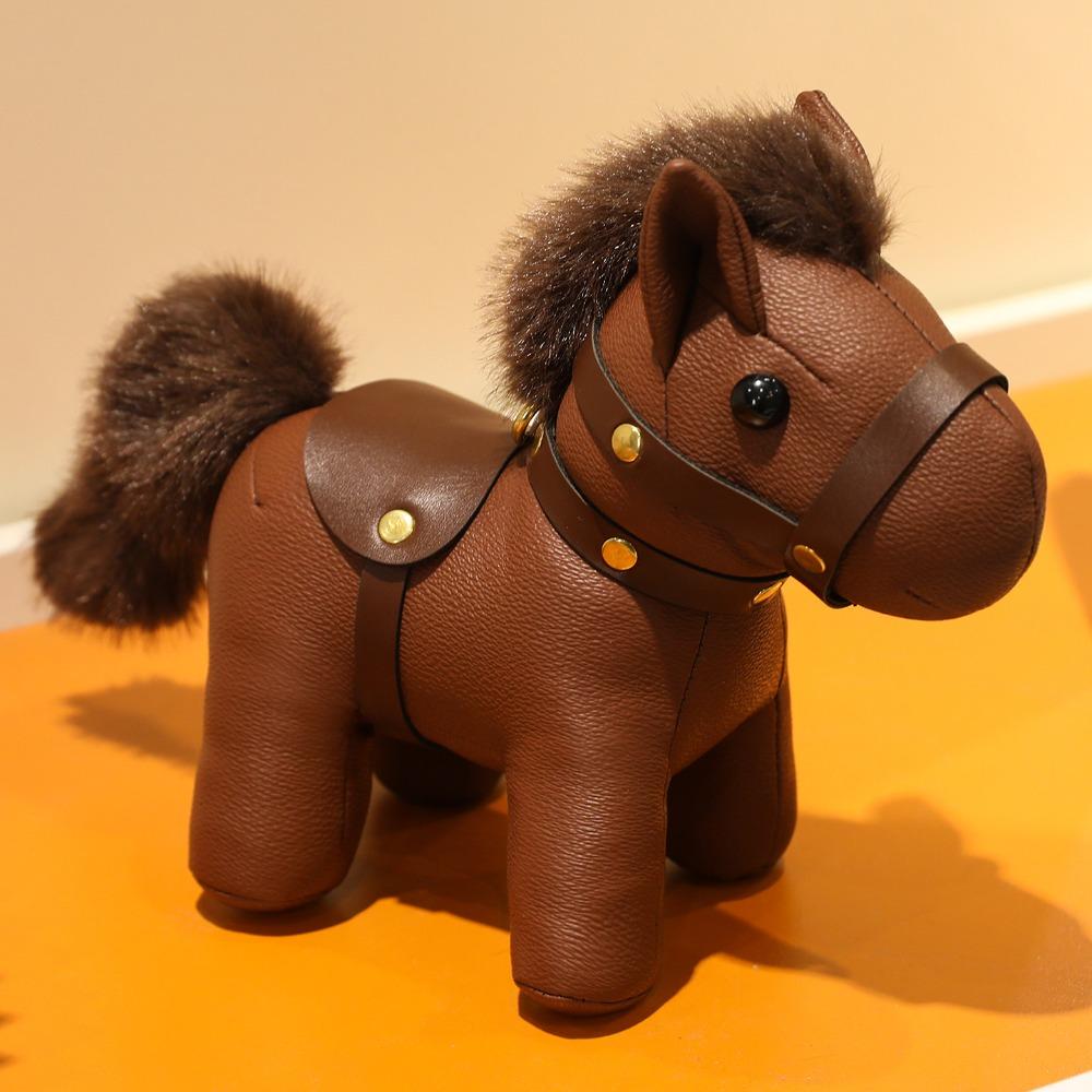 New Cute Horse Doll Pendant Animal Simulation Horse Pendant PU Leather Horse Pendant Soft Stuffed Animal Toy Bag Decor