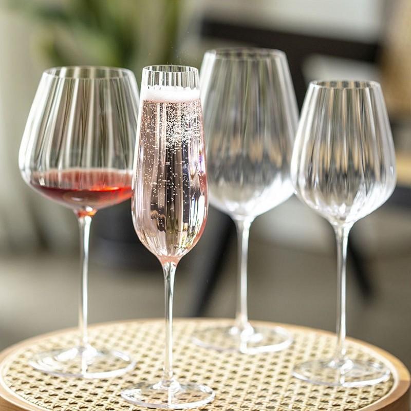 Nordic Transparent Crystal Glass Goblet Gusseted Vertical Design For Red White Wine Champagne Barware