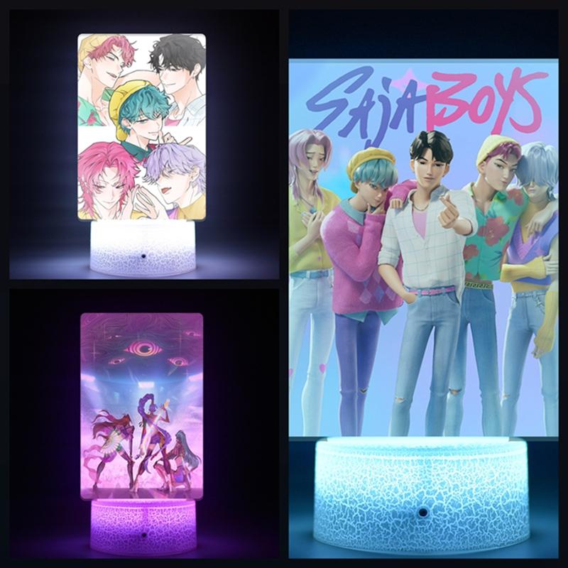 Nacht für Kpop Dämonenjäger Kawaii Zoe Rumi Mira Saja Boys Superstar Monochrom Licht Fernbedienung 16 Farblicht Nachtlicht