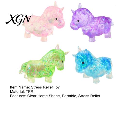 Squeeze Fidget Toy Mini Horse Stress Relief Clear Glitter Anxiety Sugar Ball Sensory Decompression Party Favors Portable