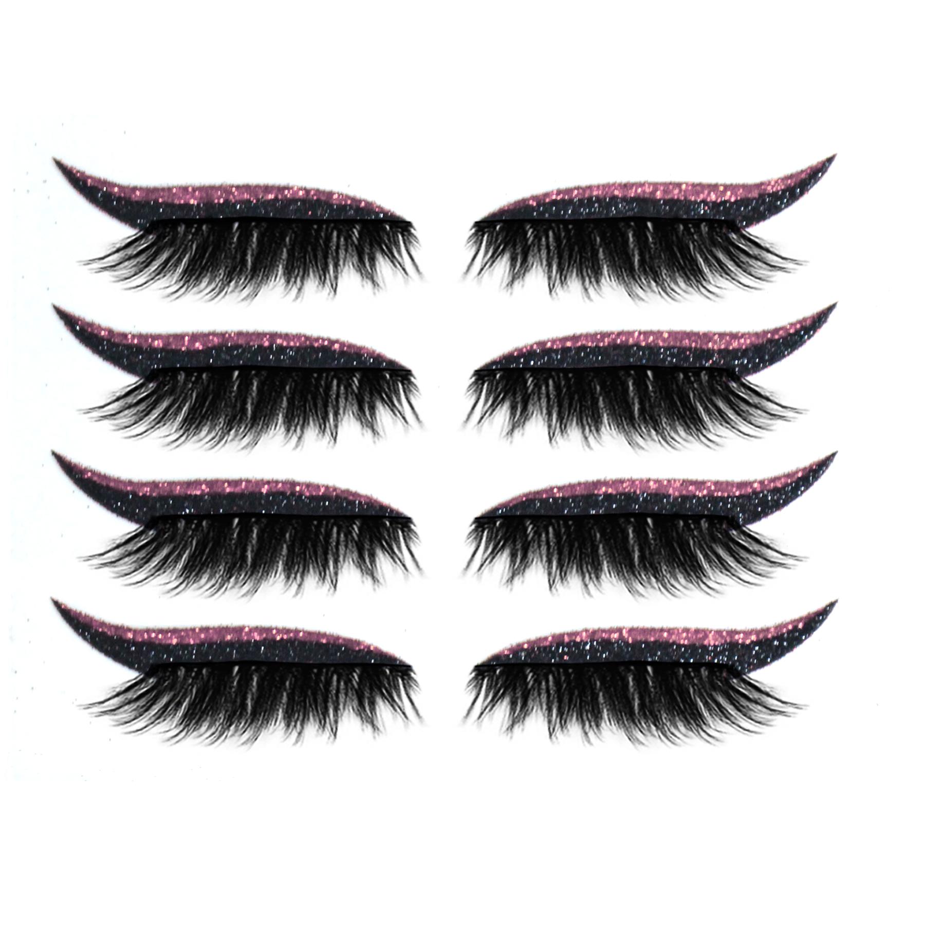 Set Eyeliner Sticker with Eyelashes Reusable Eyeliner and False Eyelashes Self Adhesive Eyeliner Pink