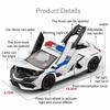 1:32 Revuelto SVJ63 Model Sports Car Toys Alloy Diecast Miniature Police Cars Sound Light Doors Opened Pull Back Toy Supercars