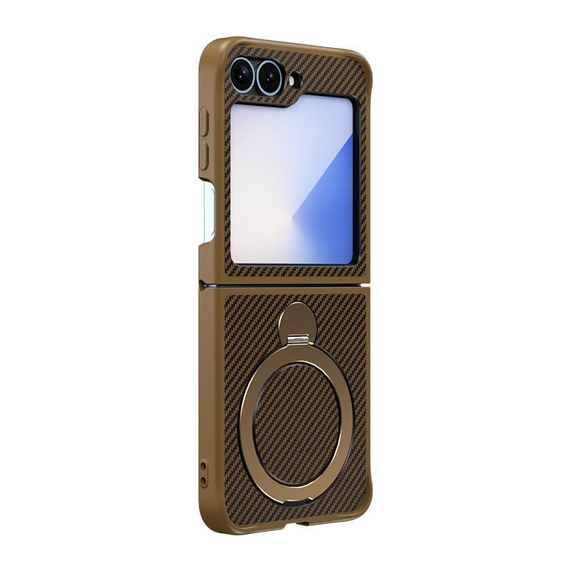 Carbon Fiber Foldable Magnetic Ring Stand Galaxy Z Flip 7 6 5 4 3 Shockproof Phone Case