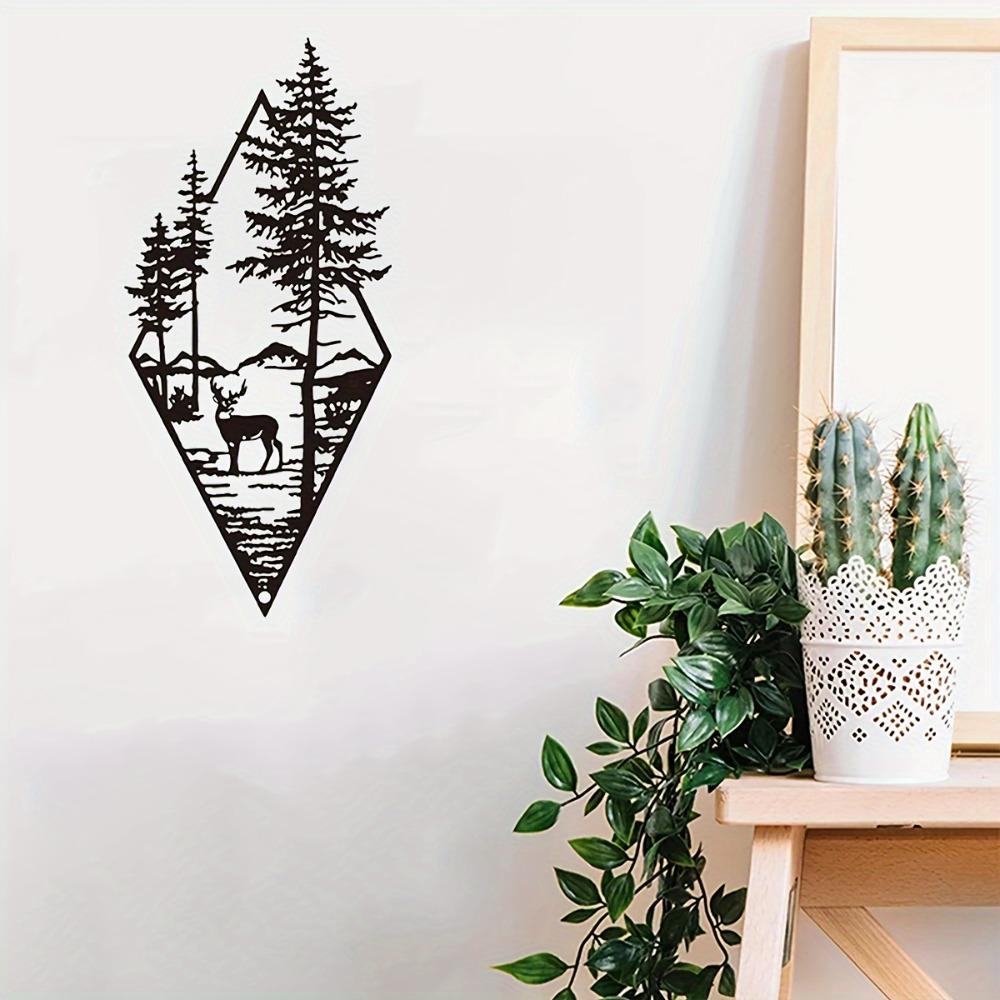 Metal Wall Art Deer Landscape Panel Modern Home Interior Decor