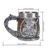 Valhalla Viking Stainless Steel Nordic Viking Barrel Dragon Boat Warrior Horn Skull Beer Mug Tankard Stein Cup 400 Ml