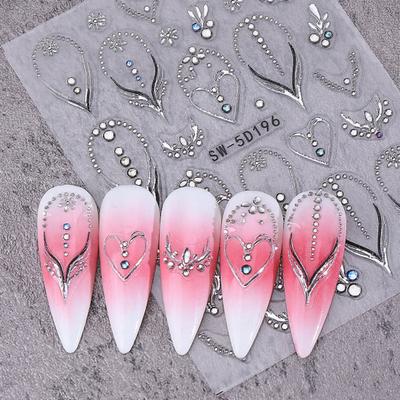 Adesivi per Unghie Strass Autoadesivi 5D Goffrati Decorazioni Manicure Donna Decalcomanie Fai da te Accessori Salone Unghie Casa