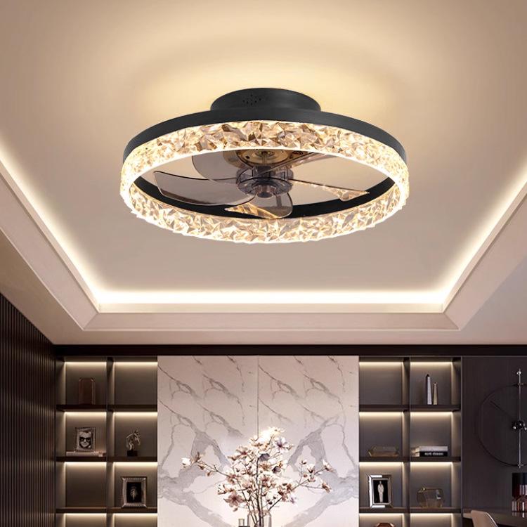 Large Wind Power Ceiling Fan with Light - Invisible Blades, Frequency Conversion for Living and Dining Rooms, Bedrooms