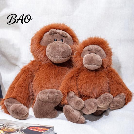 Orangutan Plush Toy Gorilla Doll, Realistic Stuffed Animal for Kids, Soft Fluffy Gift Lovers Plushie with Thick Long Fur, Home Decor Cuddly Haired Ape