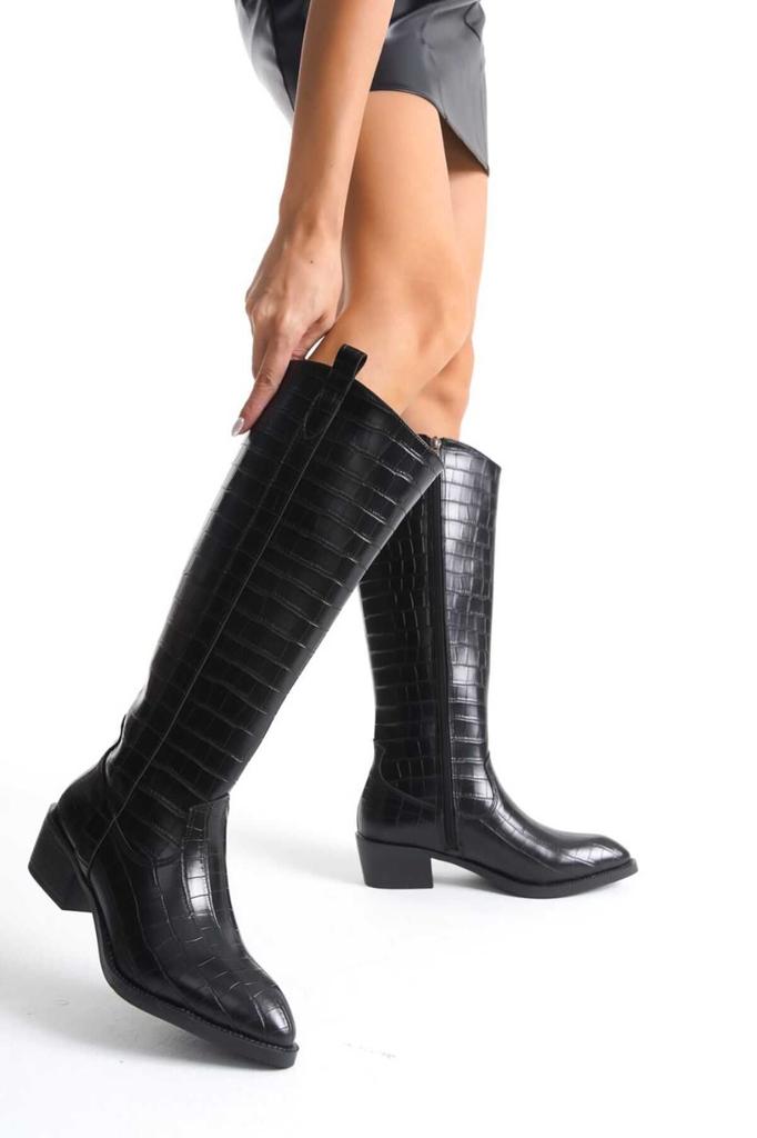 Women Modern Stylish Fashion Boots Faux Leather Suede Pointed Toe Zippered Knee High Tan Suede Boots