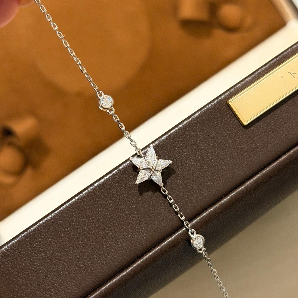 New Vintage 100% Pure 925 Sterling Silver Pave Aaa Zircconia Shine Five-pointed Star Bracelet Sets For Women Luxury Jewelry