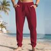 Men's Long Pants, Elastic Waist Drawstring, Lightweight, Slim Fit, With Pockets, Comfortable And Breathable Linen Long Pants