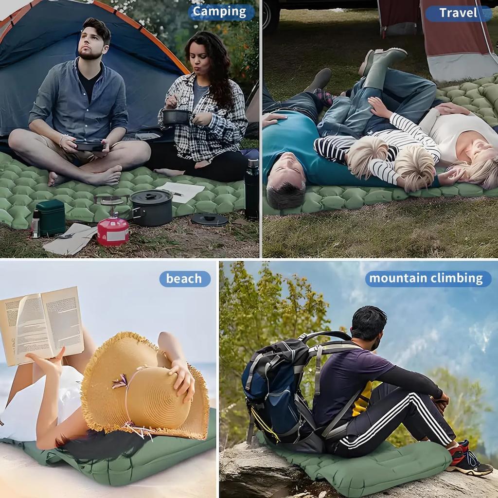 Ultra-Light Inflatable Camping Sleeping Pad with its Built-in Foot Pump and Pillow - Hiking pad, Backpacking Pad