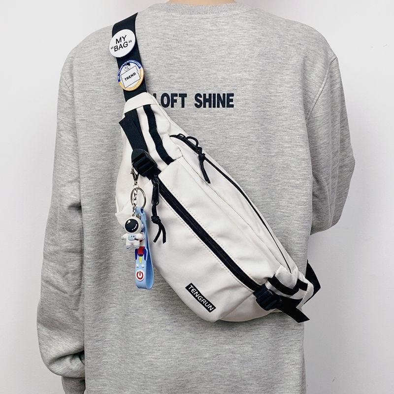 Casual Fanny Pack Japanese Simple Chest Bag Male Trend Personalized Couple Fanny Pack Sports Versatile Panda Pendant Breast Bag