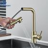 Black Pull Out Kitchen Faucet Deck Mounted Kitchen Sink Tap Single Handle Kitchen Mixers Rotating Spout Stream Spray Head
