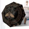 Golden Bee Symbol Circular Rug - Decorative Spiritual Design Umbrella, Portable 3-Fold Compact Umbrella for Men & Women R143