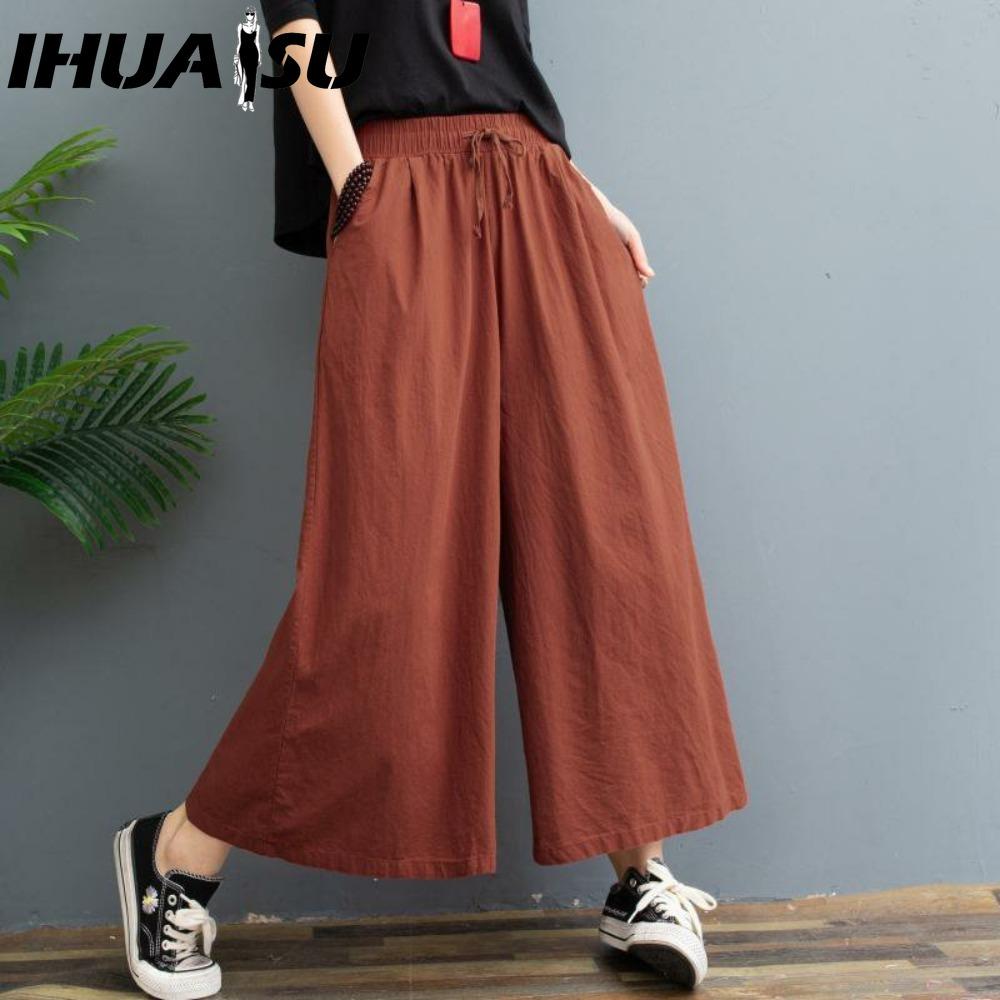IHUASU Pantaloni e capris con stampa tinta unita casual alla moda da donna