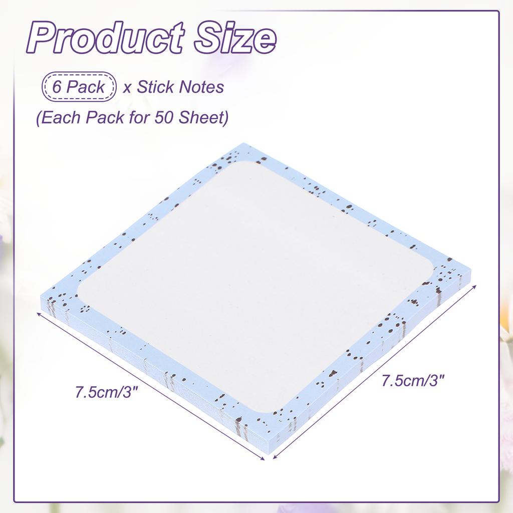 6/12Packs Cute Sticky Notes 75x75mm 50Sheets/Pack Sticky Notes Self-Stick Notes Pads with Lines Office Message Stickers 4Colors