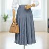 [Shop  ] Women S Spring Office Work Look Striped Long Skirt Jr wSk 5171 Blue