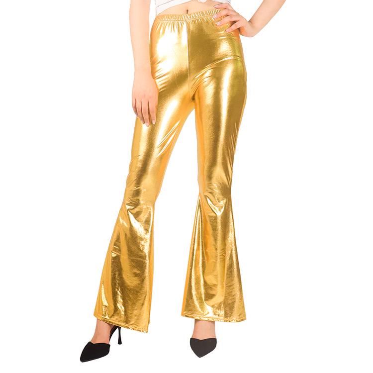 Women's Multi-Color Shiny Patent Leather Flared Pants - European & American Fashion
