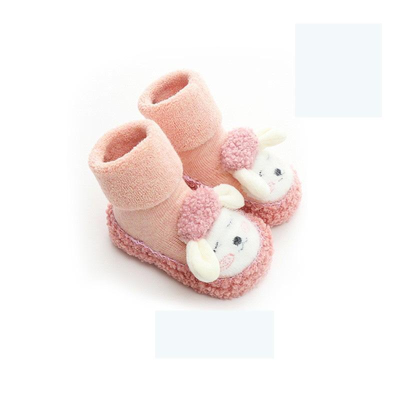 Șosete pentru bebeluși Șosete groase și pufoase de bumbac de toamnă și iarnă, cu talpă groasă, pantofi calduroși de casă, decorați cu animale de desene animate, șosete pentru bebeluși
