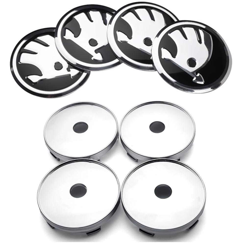 2025 New 4Pcs Aluminum Alloy Car Wheel Center Hub Caps Cover Rim Sticker Badge For Skoda Octavia 2 VII Fabia Rapid Superb Scala