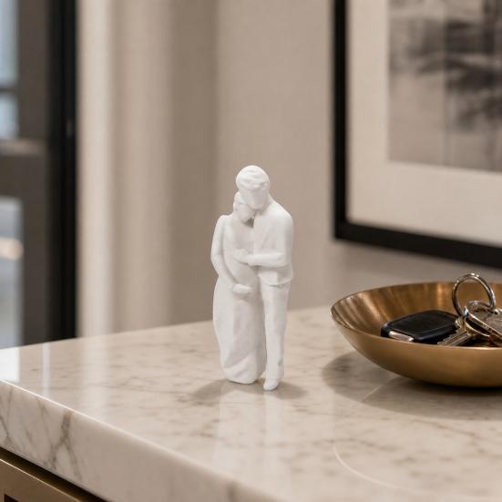 Smooth Edge Figurine 3D Printed Couple Figurine, Husband And Pregnant Wife Embrace Sculpture, Romantic Healing Atmosphere Decor Lover Statue for Home