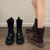 Japanese Maillard Knight Boots Women's Two Wear Belt Buckle Short Boots Women's British Style Medium Boots Thick-soled Retro Locomotive Boots