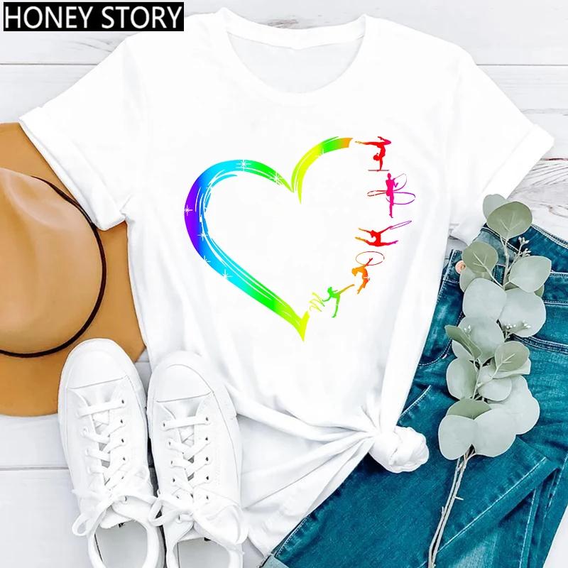 Gymnastik Ballerina Tänzerin T-Shirt Aquarell Gymnastik Ballett Tänzerin Druck T-Shirt Frauen Grafik T-Shirts Ästhetische Kleidung