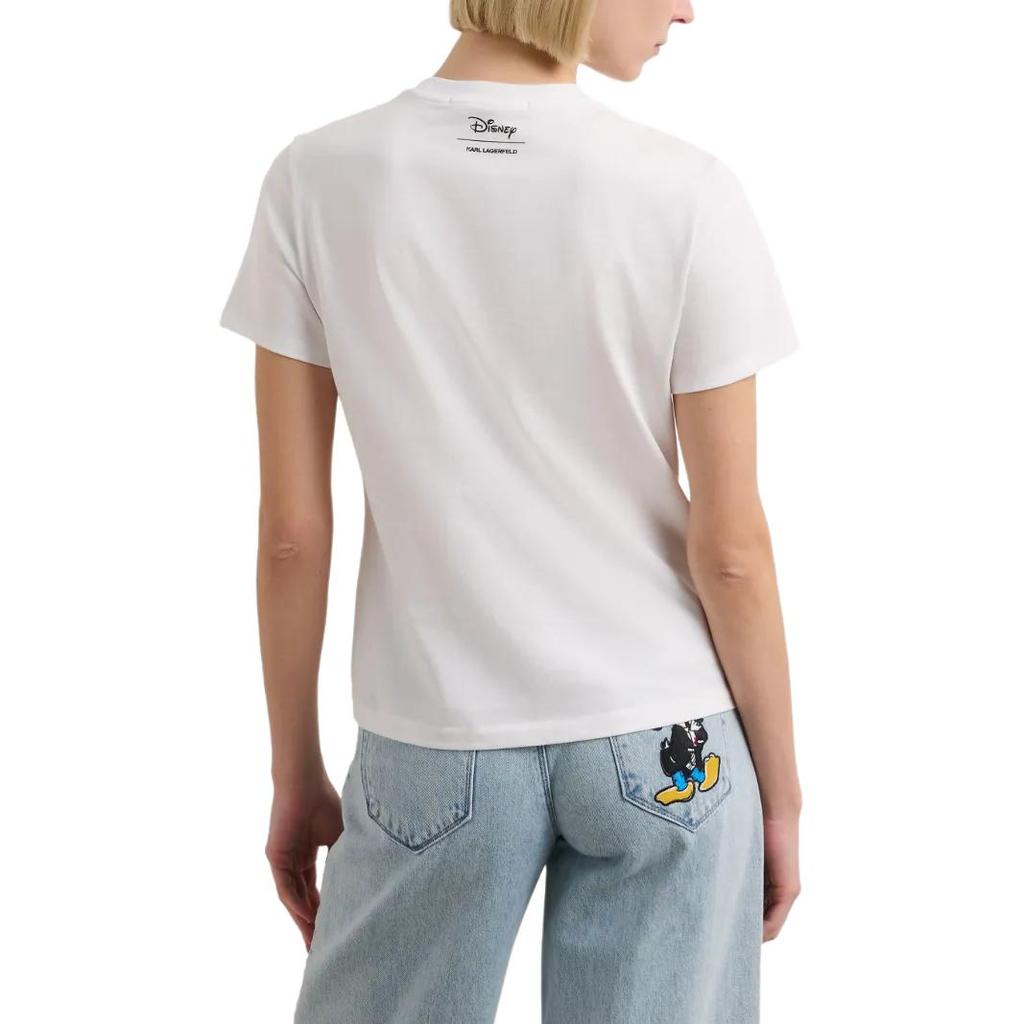 Karl Lagerfeld × Disney Elegant Date Party Light Luxury Graphic Printed T-Shirt Women tops White A3W17090100